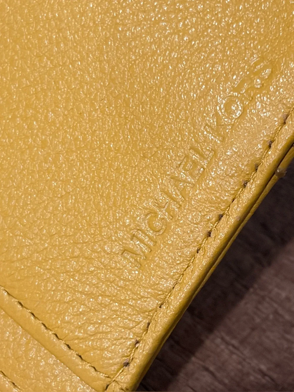 Michael Kors Yellow Leather Zip-Around Wallet with Gold Plaque